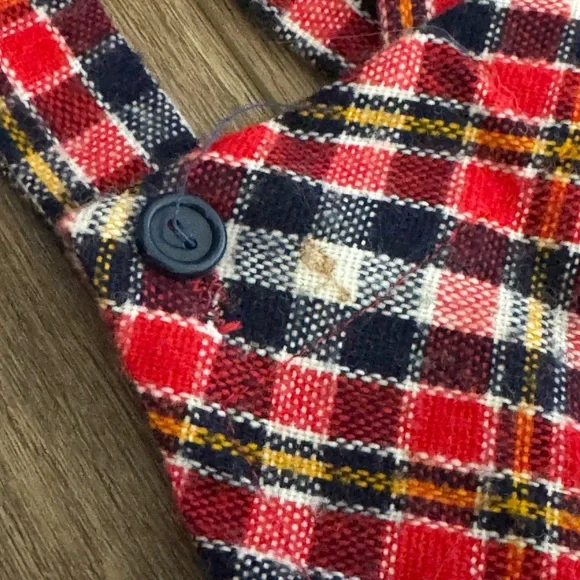 Vintage Sears Red and Blue Plaid Girls Overalls - Picture 4 of 7